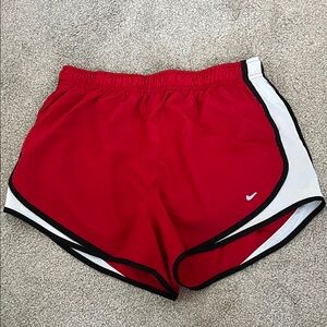 Nike Women's Red and White Athletic Shorts